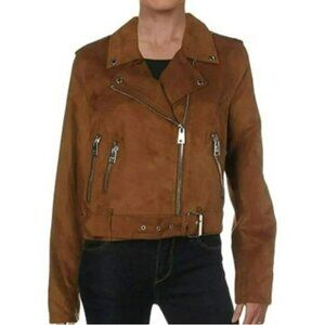 LEVI'S Women's Faux Suede Asymmetrical Belted Motorcycle Jacket, Size 2X